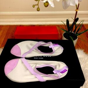 Pink and White Flats with Criss-Cross Straps